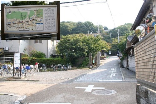 IMG_4457  東高野街道（左右）、南條神社・野崎観音（正面）