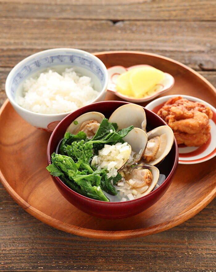 菜の花とはまぐりのお味噌汁 もりもんのまいにちおいしい