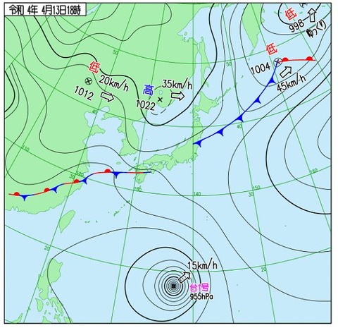 気圧配置2022-04-13-1800