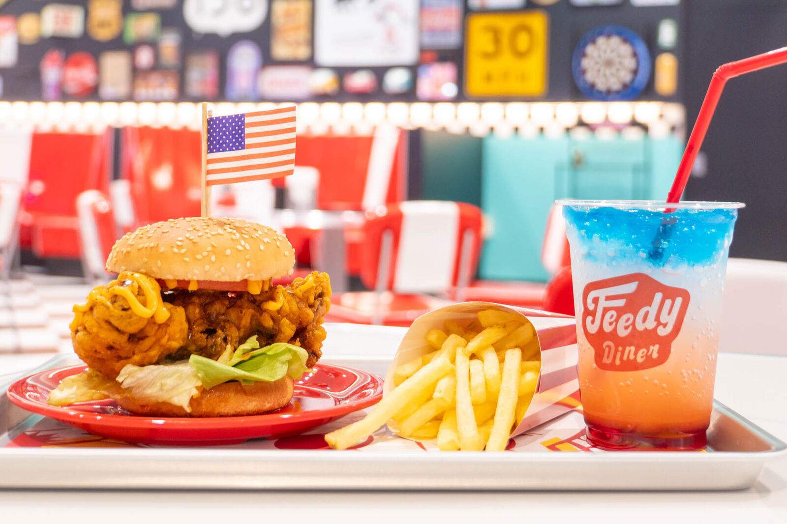 ハンバーガー フライドポテト ドリンク ダイナー カフェ ドライブイン