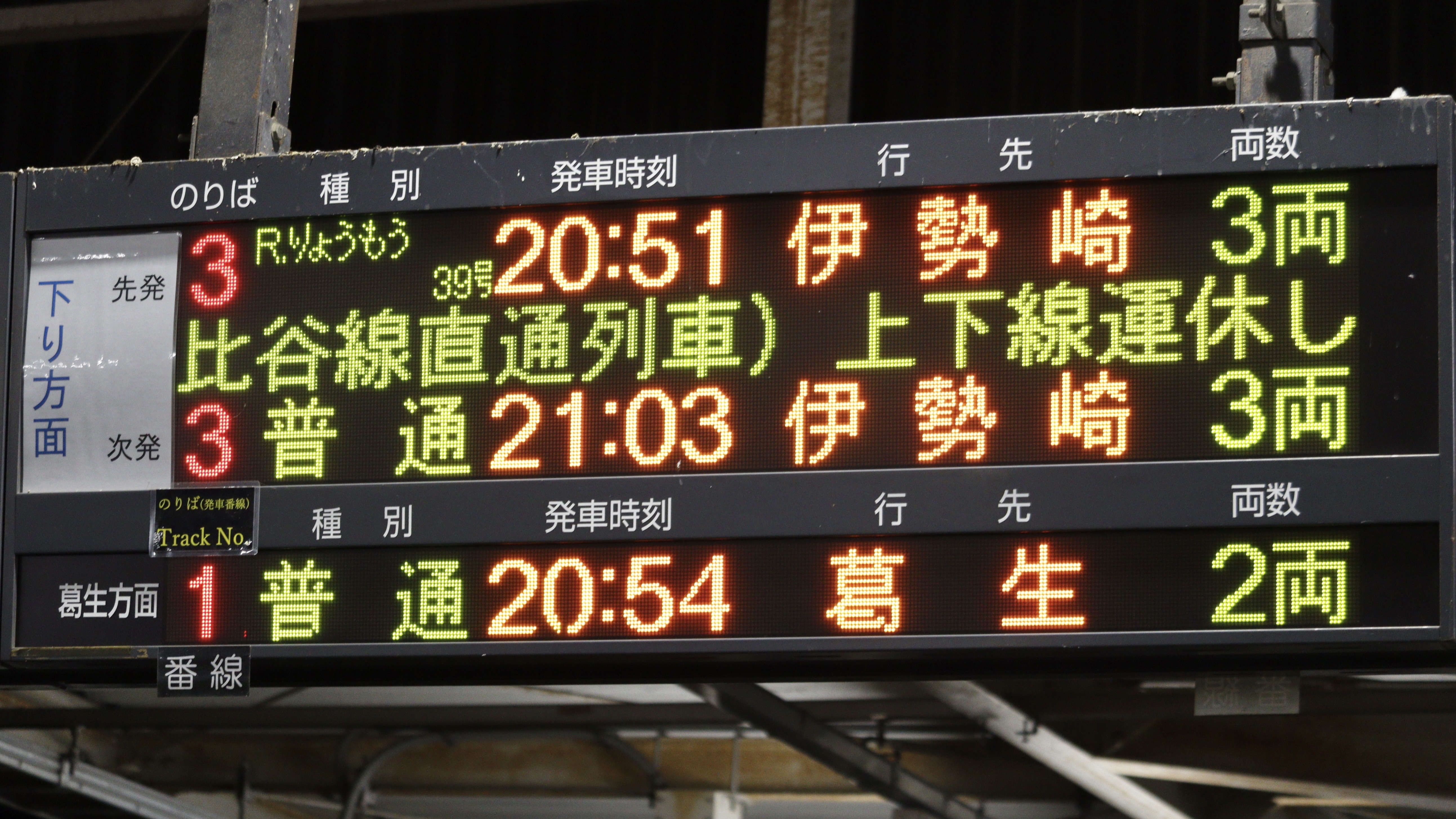 東武鉄道館林駅 3色LED発車標 : 緑石英の礬素