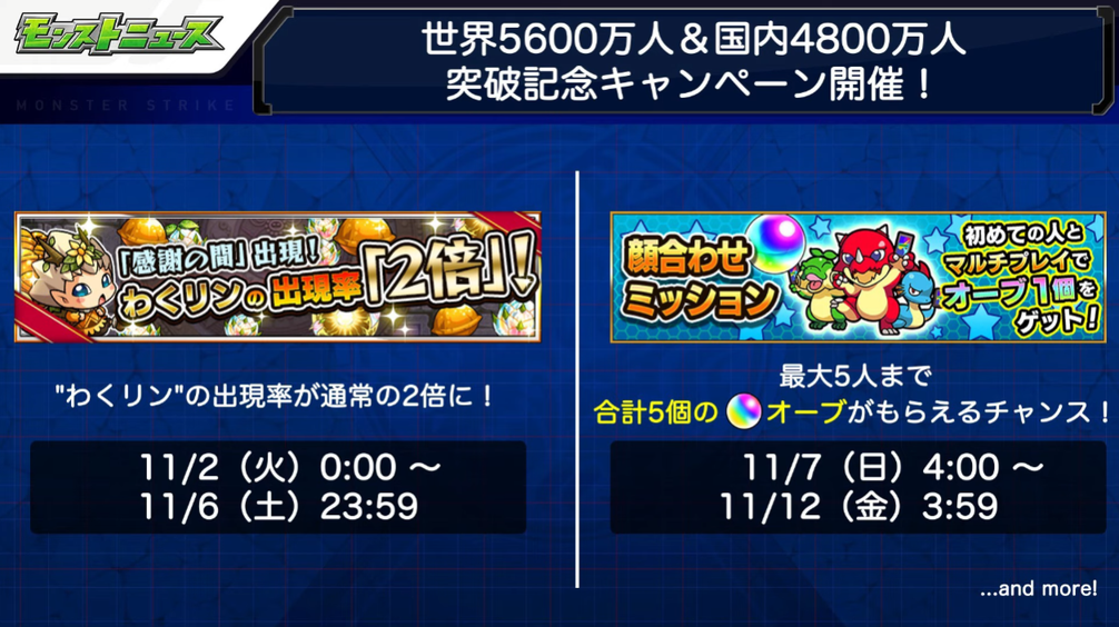 閑話 ２９９２ モンスト 今週のモンストニュース 21年10月28日 ゲーム雑記