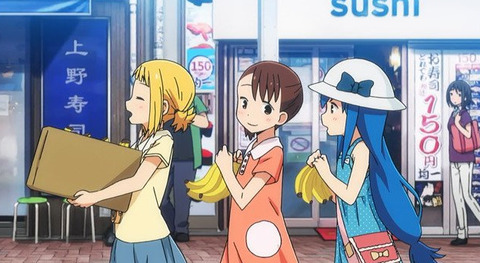 三ツ星カラーズ 3話感想 画像 バナナ売り 雑貨屋の親父からの挑戦を受けるカラーズ もゆげん 萌癒元