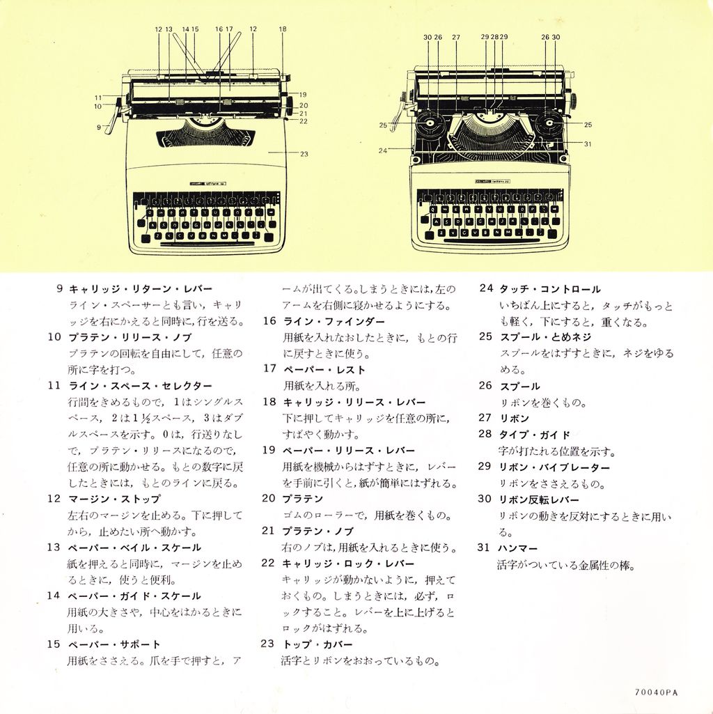 オリベッティ　タイプライター　グリーン説明書付き オリベッティ タイプライター グリーン説明書付き - メルカリ
