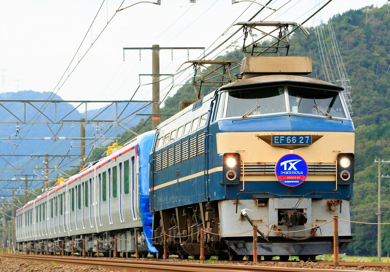 EF66-27(カン付）牽引 TX-3000系甲種輸送を醒ヶ井～近江長岡にて