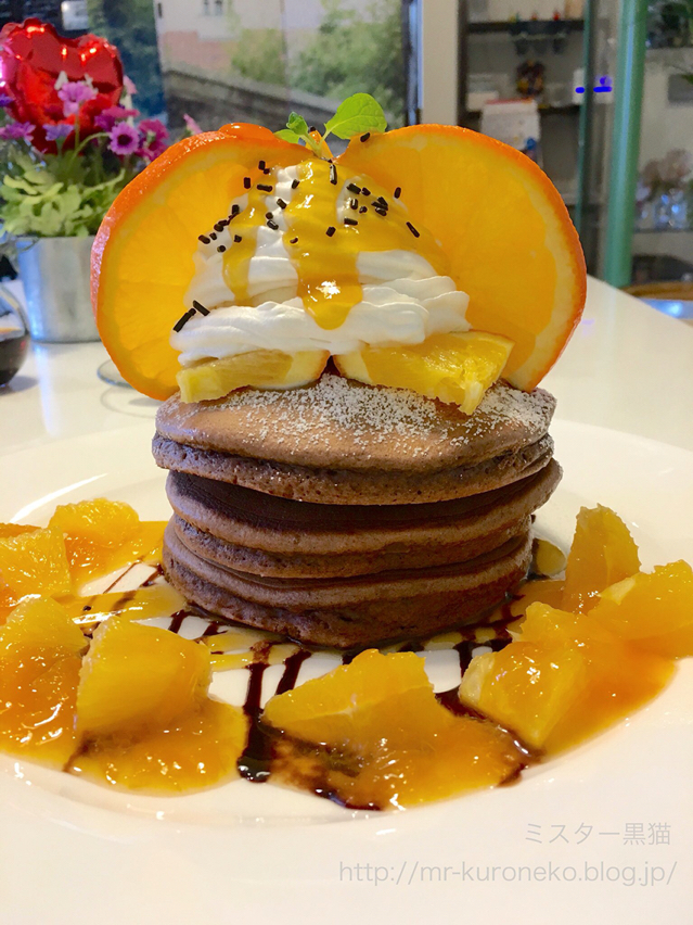 Cafe Chou Chou カフェ シュシュ 滝不動 オレンジショコラアプリコットソースパンケーキ ミスター黒猫のカフェ めぐり パンケーキを日本一実食