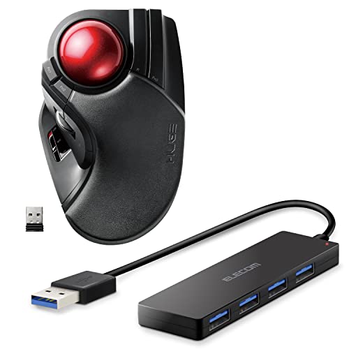 エレコム 4ポートUSB3.0ハブ U3H-FC02BBK & エレコム ワイヤレストラックボール(人差し指・中指操作タイプ) M-HT1DRXBK セット