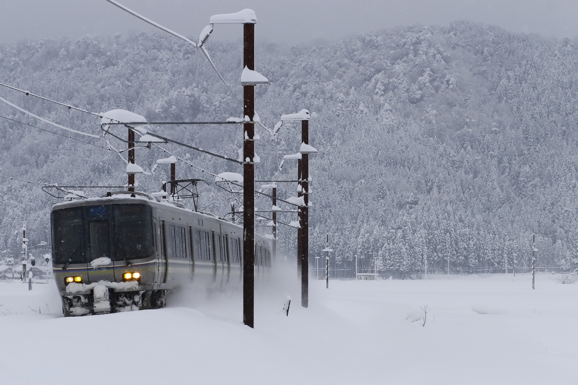 雪中を行く223系「新快速」 : Msykの業務（鉄道）日誌