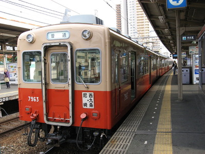 阪神番号板３１１１先頭車 阪神番号板3111先頭車 昔の鉄道写真から：阪神電鉄最後の行先