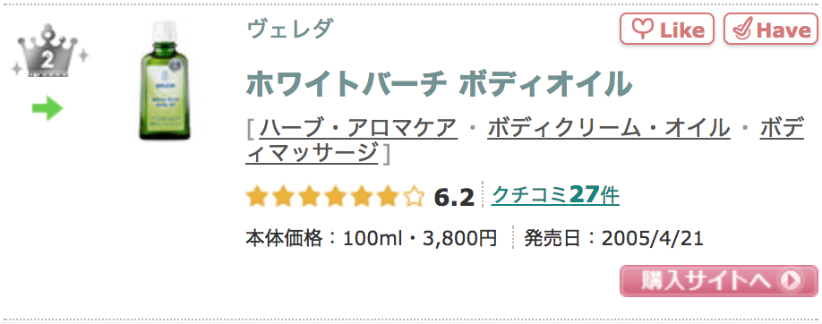 痩身ジェル オイルの比較 クラランス ボディ フィット ヴェレダ ホワイトバーチ ボディオイル メタンスルホン酸