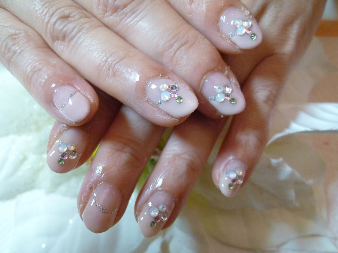 押し花ネイル 上品フレンチ M Tide