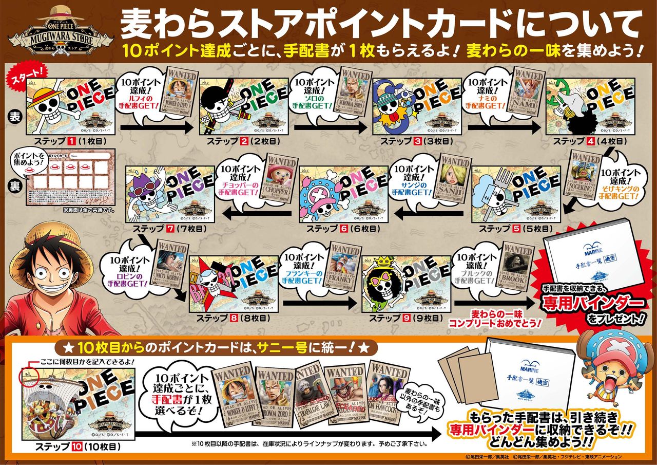 ポイントカード特典の手配書にキャラクターが追加 One Piece 麦わらストア 航海日誌