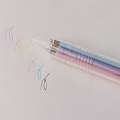 ２ｗａｙノックシャープペン ５色ボールペン ニードル 税込450円 無印大好きムジムジくん