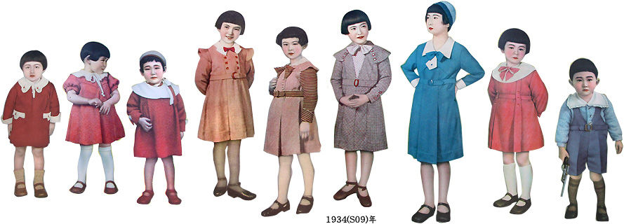 昭和9年の女学生と少女 少年 子供服 むかしの装い