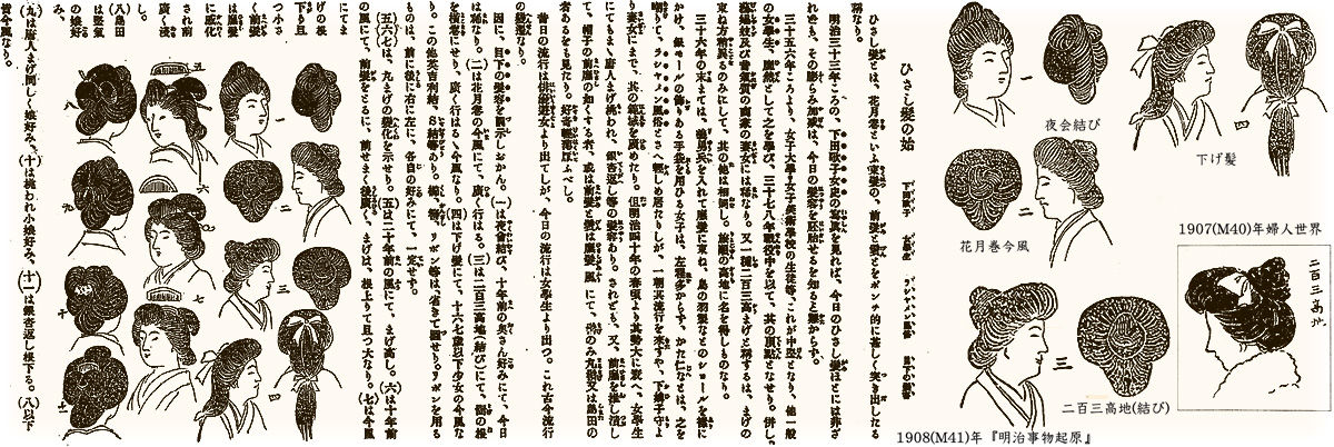ひさし髪と二百三高地髷 むかしの装い