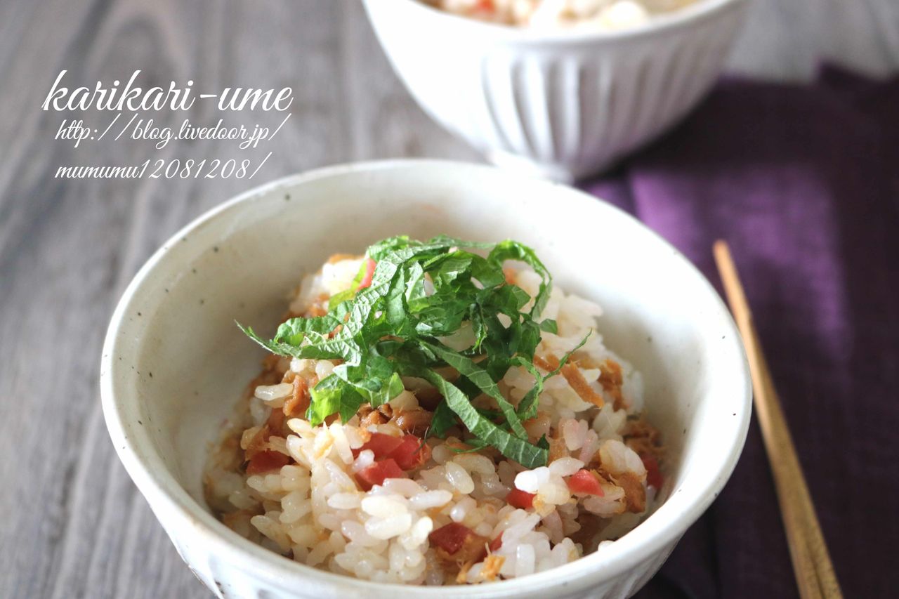 レシピ カリカリ梅とツナの和風混ぜご飯 きよみんーむぅのゆる いまいにち