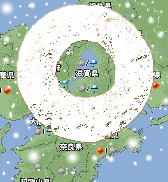 mura_bitのブログ【怪奇】滋賀に雪のドーナツ化現象が発生 mura_bitのブログ【怪奇】滋賀に雪のドーナツ化現象が発生