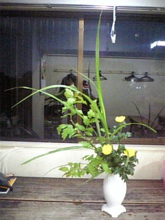 ナツハゼ ナツギク ススキ 生け花 修行中 あるふぁ