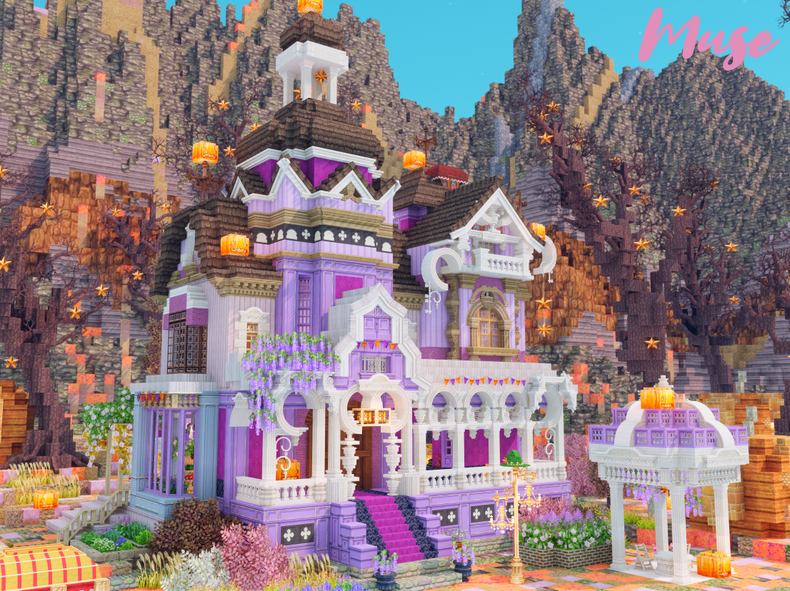 はすっこさんと共同でハロウィン建築をしました みゅーずのマイクラ