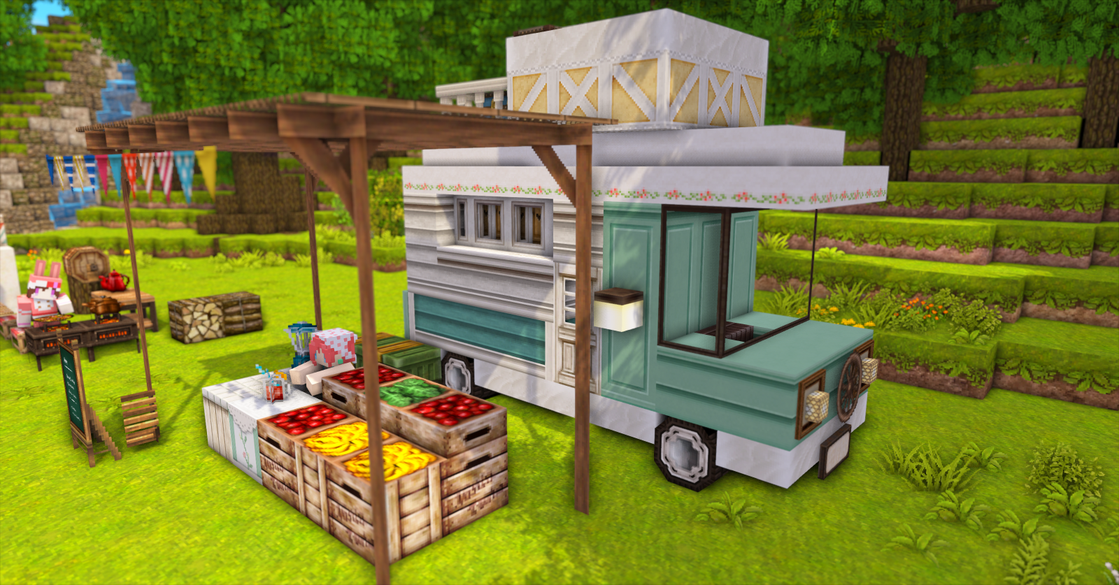 チュリニア島にキャンプ場とロッジを作る みゅーずのマイクラ