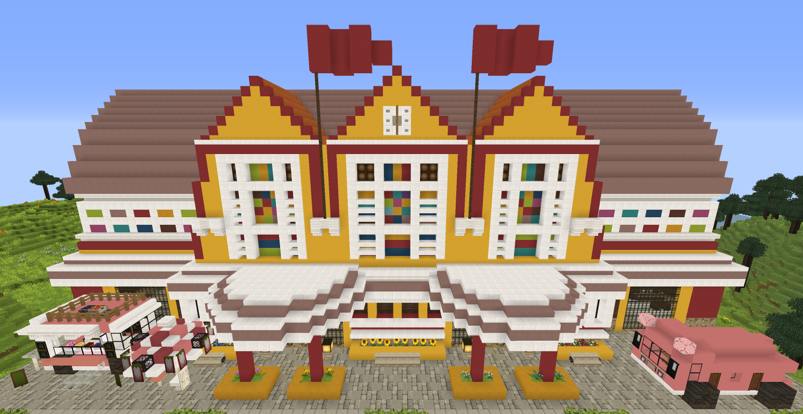 マイン駅の内装と 駅前の整備をする みゅーずのマイクラ
