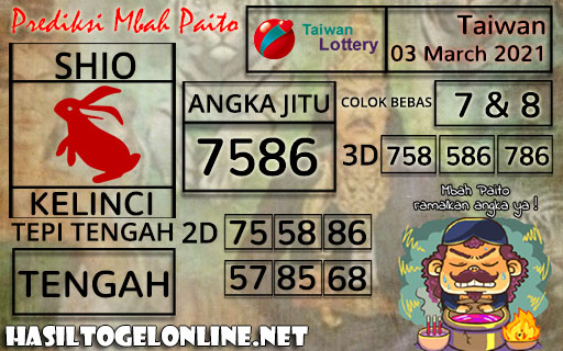 Prediksi Togel Taiwan 03 Maret 2021 Museumtoto Agen Togel Online