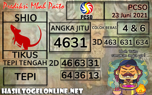 Prediksi Togel Pcso 23 Juni 2021 Museumtoto Agen Togel Online