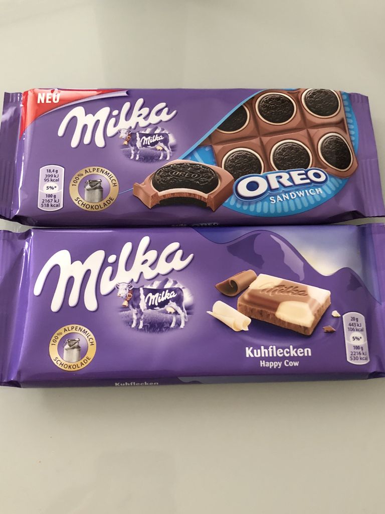新作オレオサンドイッチチョコと定番クーフレッケンチョコ Milka はっちの蒸し豚