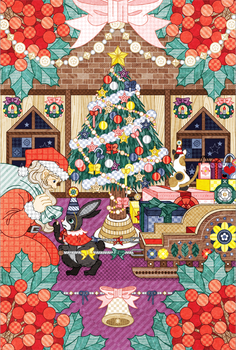 オリジナルイラスト(簡易メイキング付)/何か赤と白で毛の生えた生き物がいる…(クリスマスイラスト)