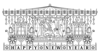 【無料配布用】2026年・令和8年・午年イラスト年賀状デザイン ぬりえ