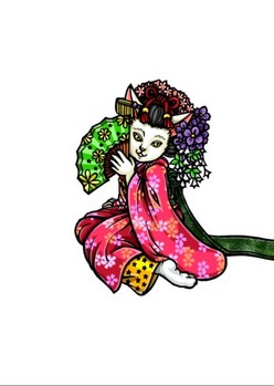 0080京都の舞妓猫i模様