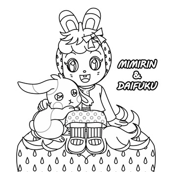 苺みみりん&大福=苺大福ぬりえ