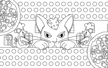 無料塗り絵用線画(ピザ作るからチーズ返せ!)