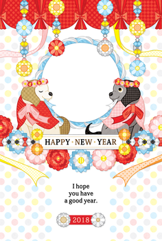 2018ǯǯǯ̵ƥץ졼ȡFLORAL DOG HAPPY NEW YEAR˼̿ե졼ǯ