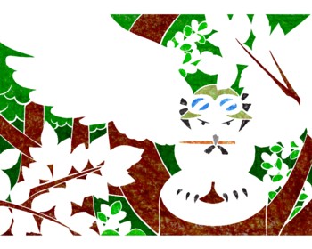 0061シロフクロウ隊員cクレヨン素材貼り付け