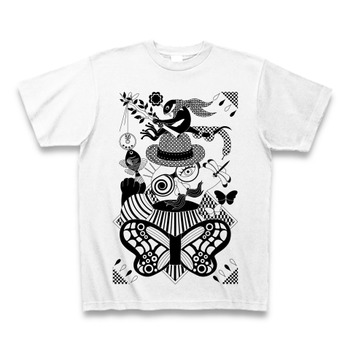 釣りと鼻眼鏡(Fishing and nose glasses) Tシャツ(ホワイト)