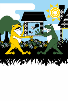 【挨拶状】ポストカード印刷用イラスト(住処得る住み替える「JUST MOVED」)転居報告/引越し挨拶状文字無し