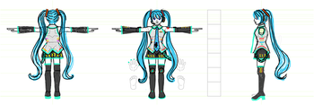 初音ミク6頭身三面図