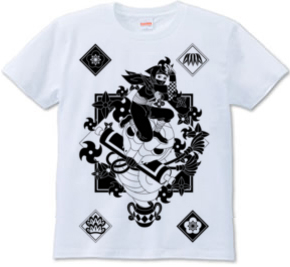 忍者と蛇と手裏剣・和風モノクロ(Ninja and snake and throwing knife Japanese style monochrome)