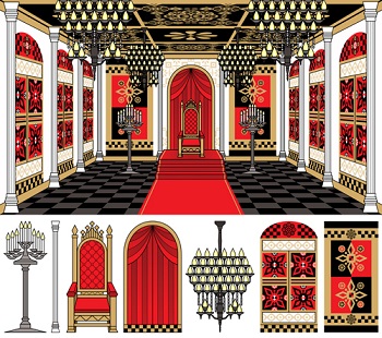 王室イラスト玉座とインテリアデザイン「Royal Room」背景用