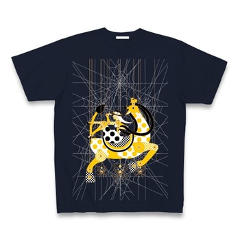 蜘蛛の糸マリオネット木キリンと少女(Spider's thread marionette wooden giraffe and girl) ClubTオリジナルTシャツ Pure Color Print(ネイビー)