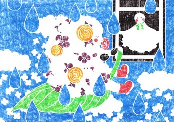 0063紫陽花羊c(クレヨン素材貼り付け)