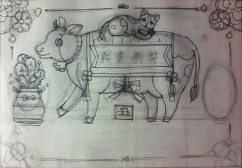 0000うしとねこ下絵1