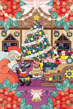 何か赤と白で毛の生えた生き物がいる…(クリスマスイラスト)Art Print / MINI