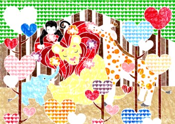 0073ハートライオンfクレヨン素材加工)