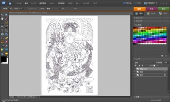 年賀イラスト猫と龍01線画
