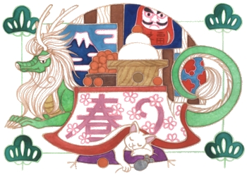 辰年年賀状用デザイン手描き