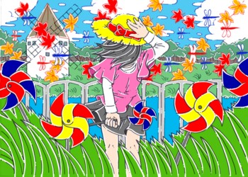 0075秋の風と風車i(線画合成)
