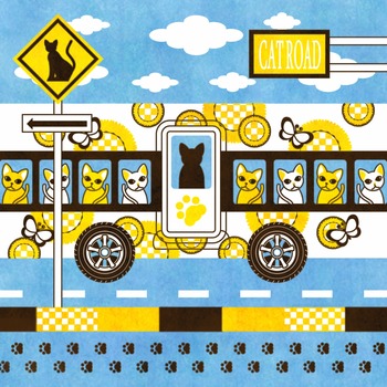「CAT ROAD AND CAT BUS」iPad用壁紙(Retinaディスプレイ対応2048×2048JPEG)