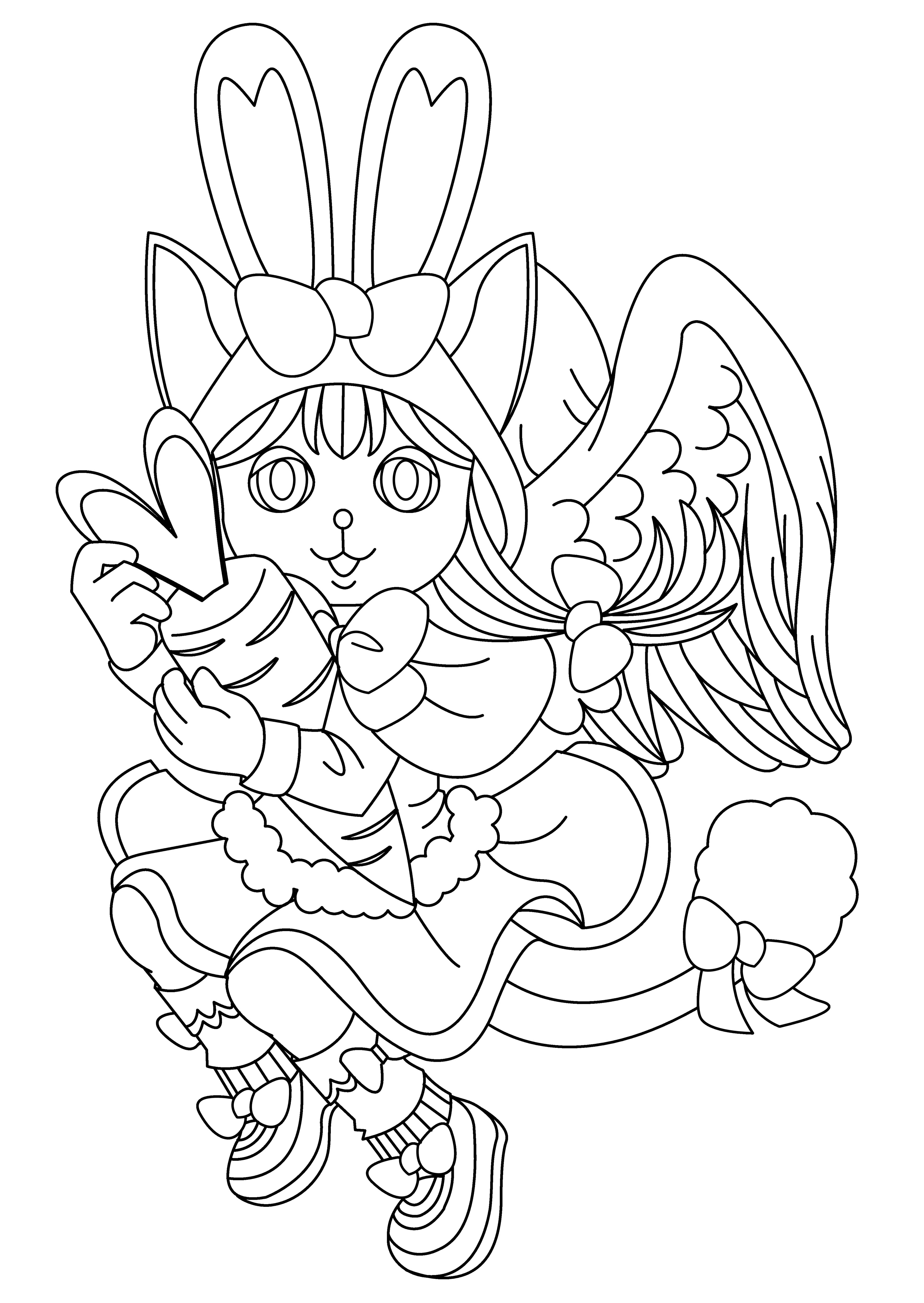 虫に捕まった猫:【2022年10月22日追加】無料塗り絵用線画イラスト（オリジナル＆二次創作）